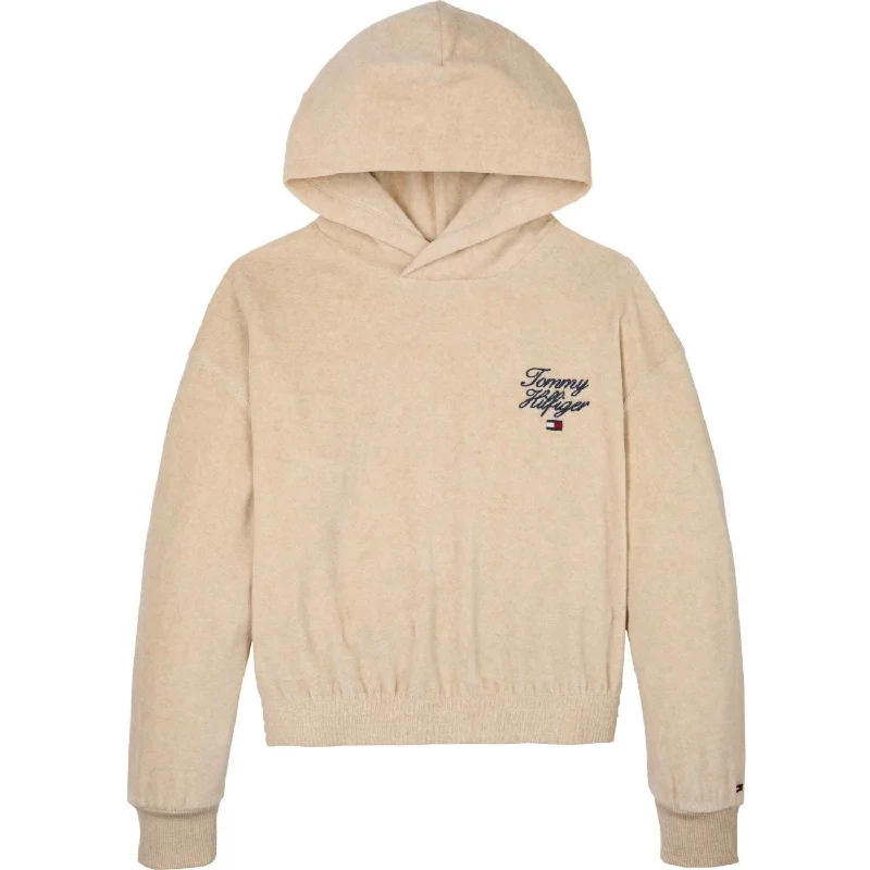 Tommy Hilfiger Heathered Oat Script Velour Hoodie