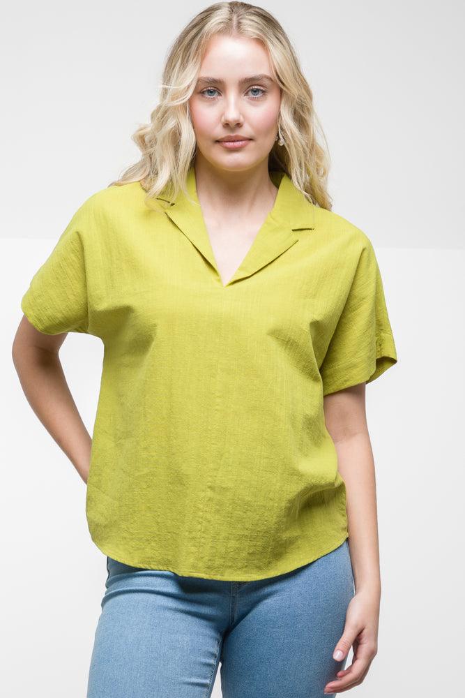 V-Neck Short Sleeve Top Green