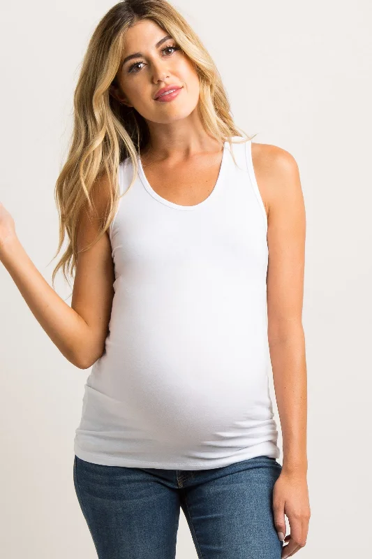 White Fitted Maternity Tank Top