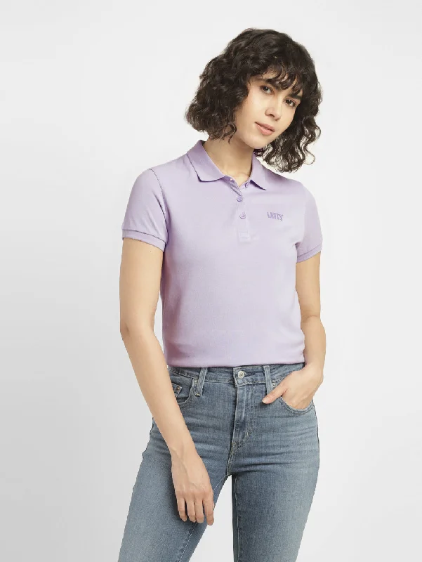 Women's Solid Polo T-shirt