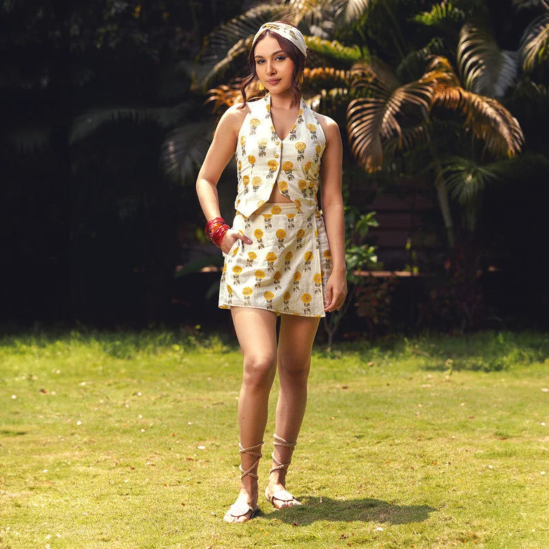 Pleated Women Dress with a Timeless and Elegant Texture Pleated Women Dress with a Timeless and Elegant Texture Cotton Co-Ords Set For Women | Vest & Skirt | Sunflower Printed |Yellow Pleated Women Dress with a Timeless and Elegant Texture Pleated Women Dress with a Timeless and Elegant Texture Cotton Co-Ords Set For Women | Vest & Skirt | Sunflower Printed |Yellow