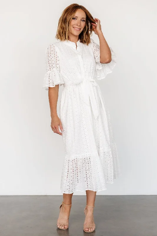 Virginia Eyelet Midi Dress | Off White