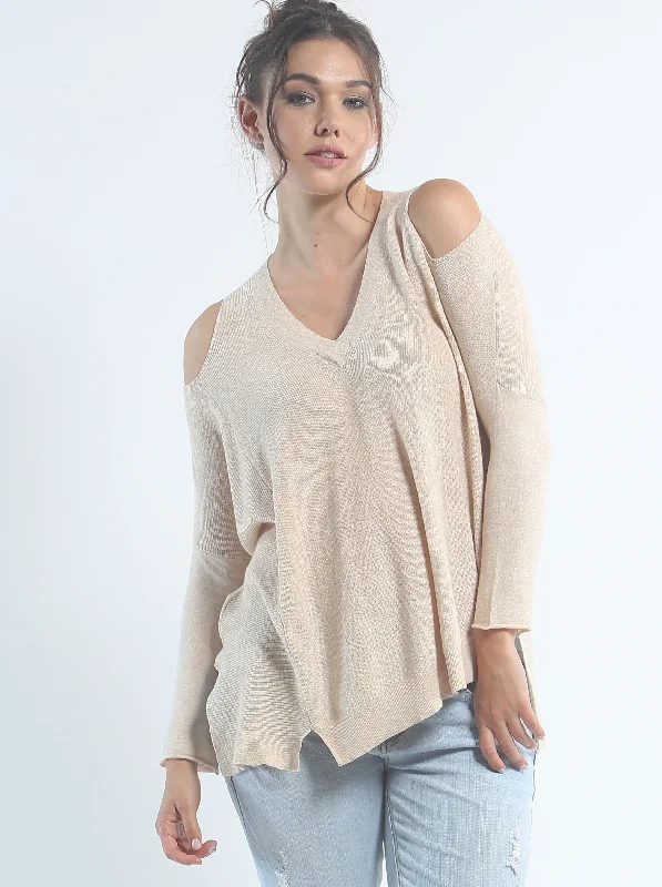 Cold Shoulder V Neck