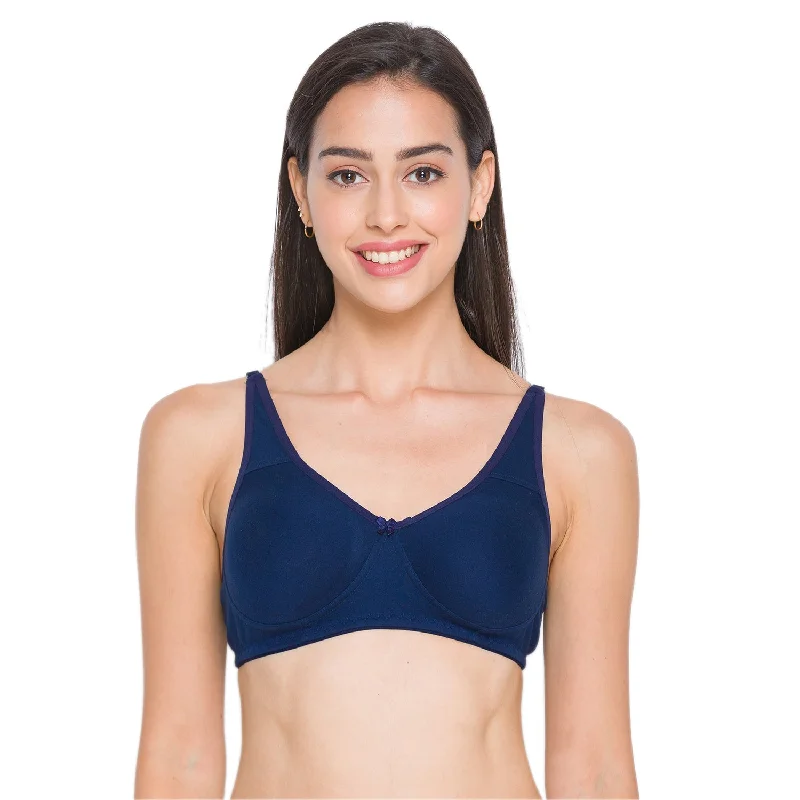 seamless wireless bras for everyday comfort Bra with a plus - size cup for fuller figures Non Padded Non Wired Full Coverage Bra Navy-blue seamless wireless bras for everyday comfort Bra with a plus - size cup for fuller figures Non Padded Non Wired Full Coverage Bra Navy-blue