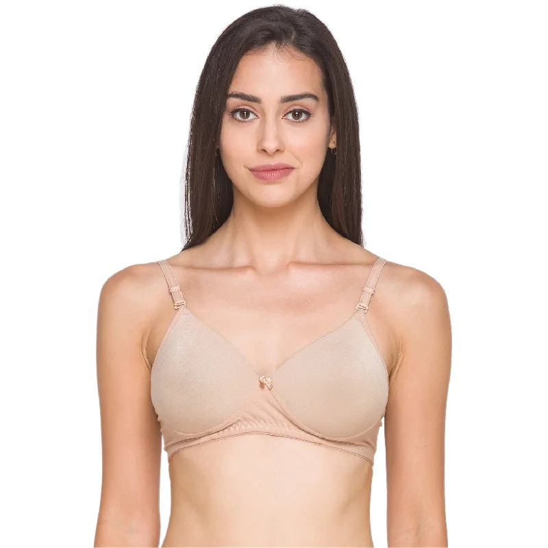lace bras for a romantic look Bra with a polyester - lined cup for durability and moisture - wicking Lightly Padded Non Wired Full Coverage Bra Beige lace bras for a romantic look Bra with a polyester - lined cup for durability and moisture - wicking Lightly Padded Non Wired Full Coverage Bra Beige